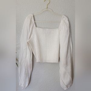 Smocked Cropped Peasant Top NWOT